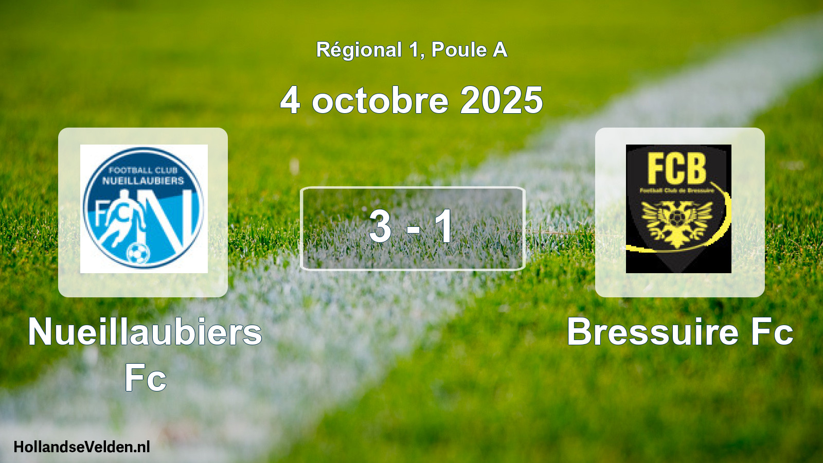 Gespeelde wedstrijd: Nueillaubiers Fc - Bressuire Fc 3 - 1 (4 octobre 2025)