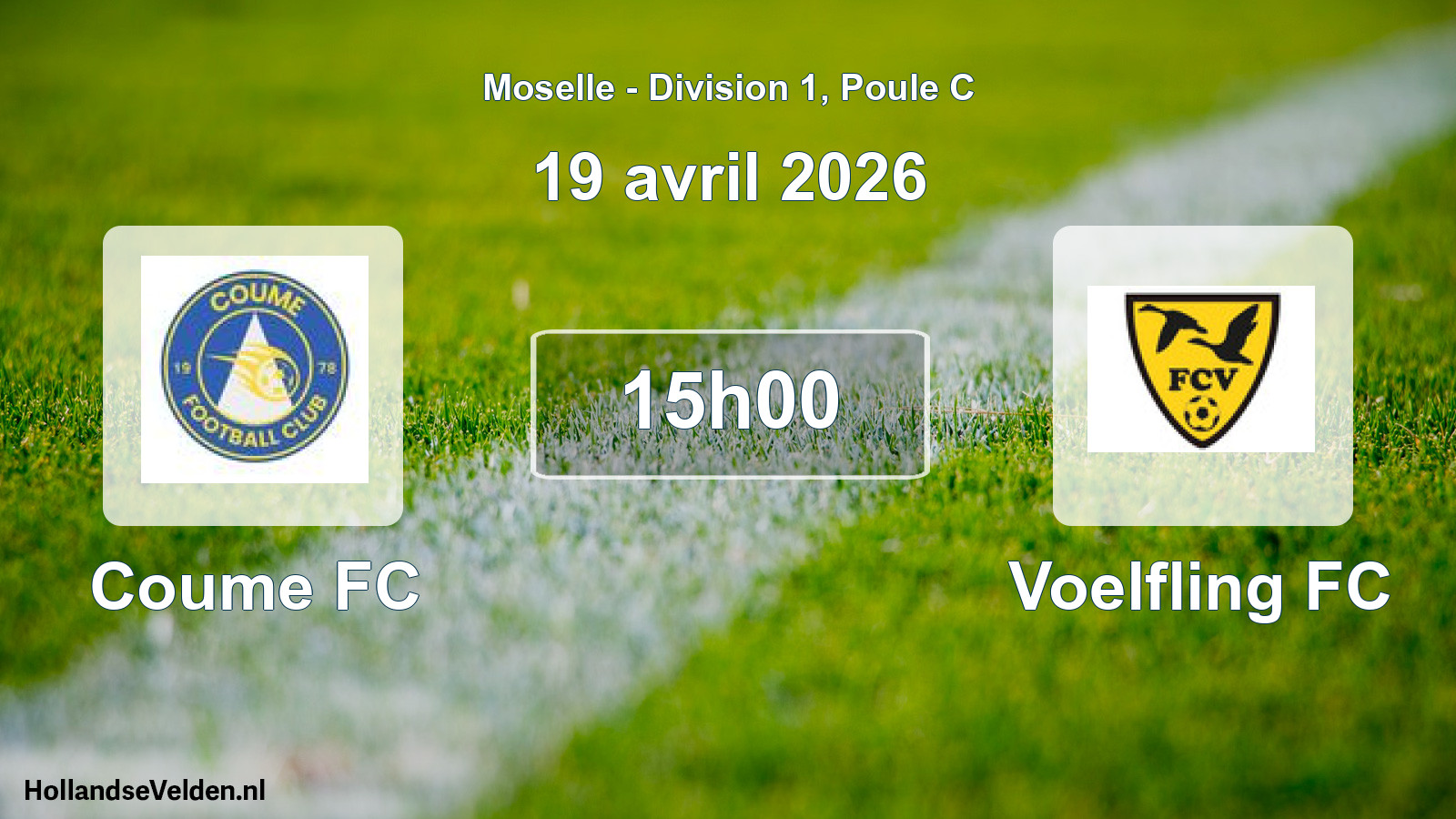 Match programmé: Coume FC - Voelfling FC (19 avril 2026)
