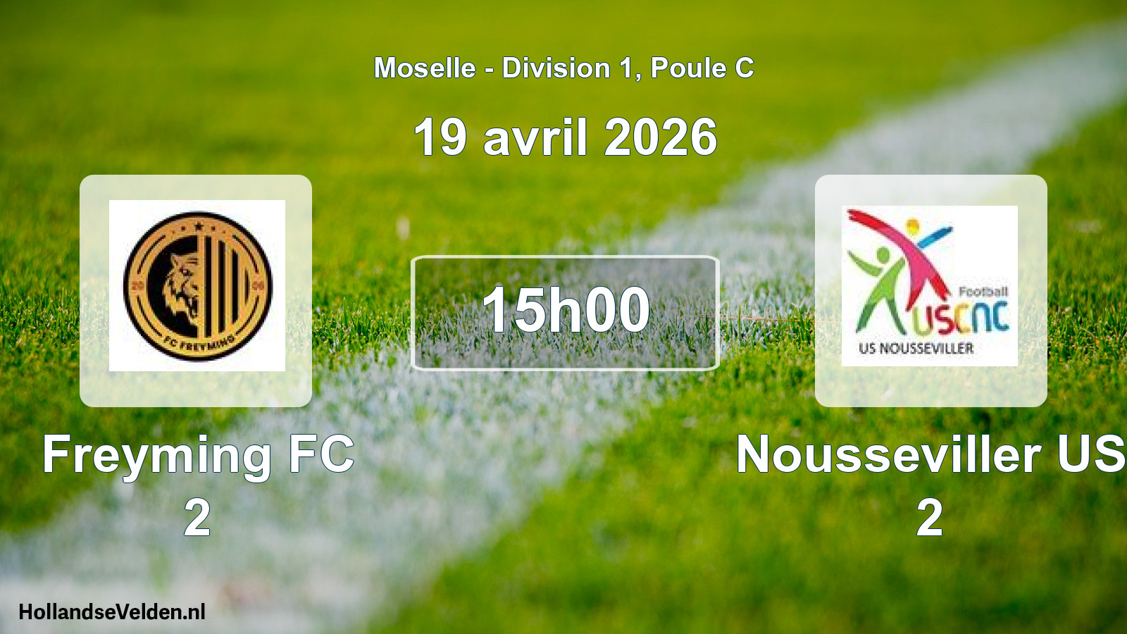 Match programmé: Freyming FC 2 - Nousseviller US 2 (19 avril 2026)