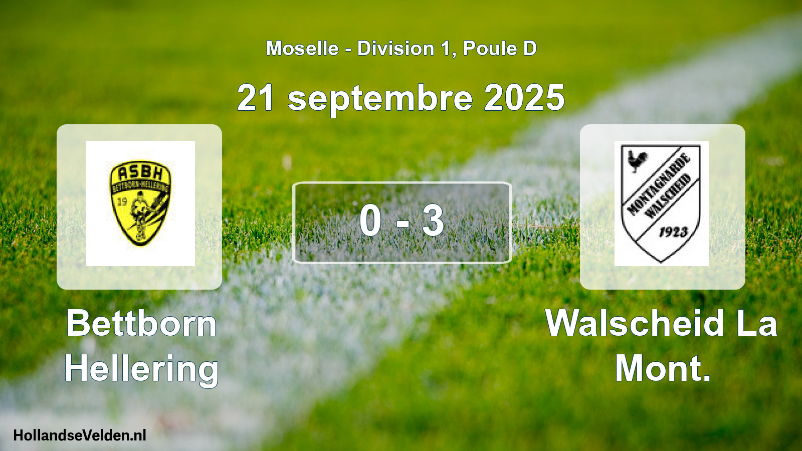 Match joué: Bettborn Hellering - Walscheid La Mont. 0 - 3 (21 septembre 2025)