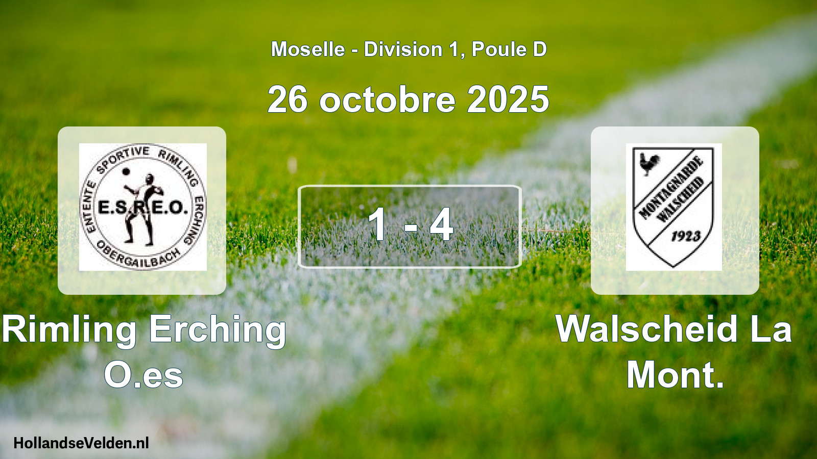 Gespeelde wedstrijd: Rimling Erching O.es - Walscheid La Mont. 1 - 4 (26 oktober 2025)