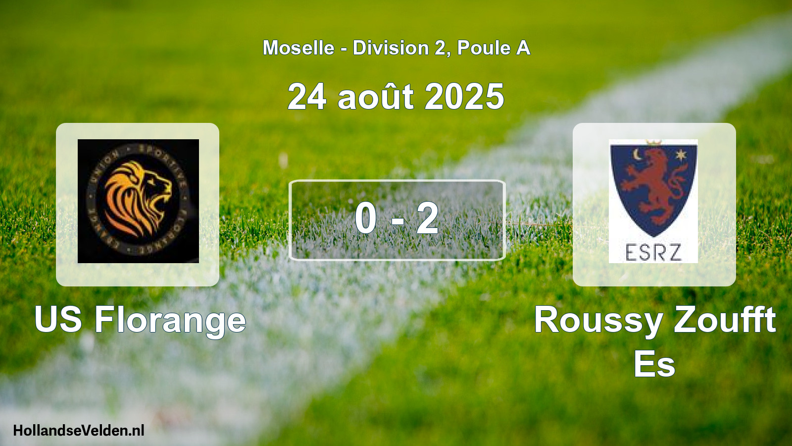 Total number of matches played: US Florange - Roussy Zoufft Es 0 - 2 (24 August 2025)