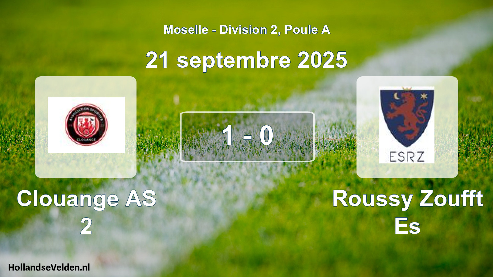 Match joué: Clouange AS 2 - Roussy Zoufft Es 1 - 0 (21 septembre 2025)