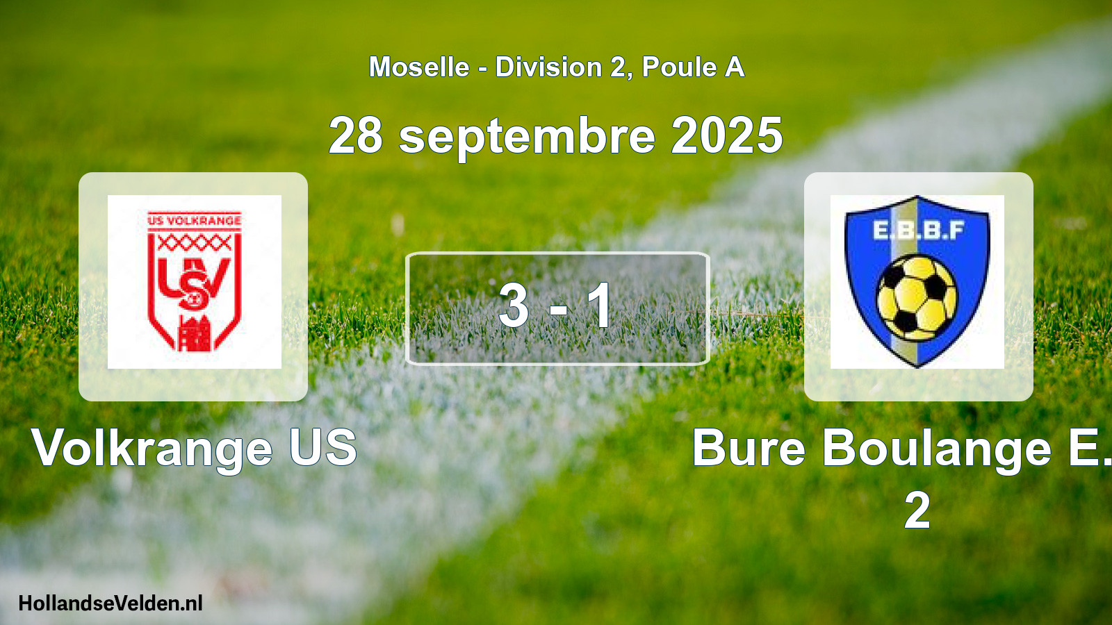 Match joué: Volkrange US - Bure Boulange E.f. 2 3 - 1 (28 septembre 2025)