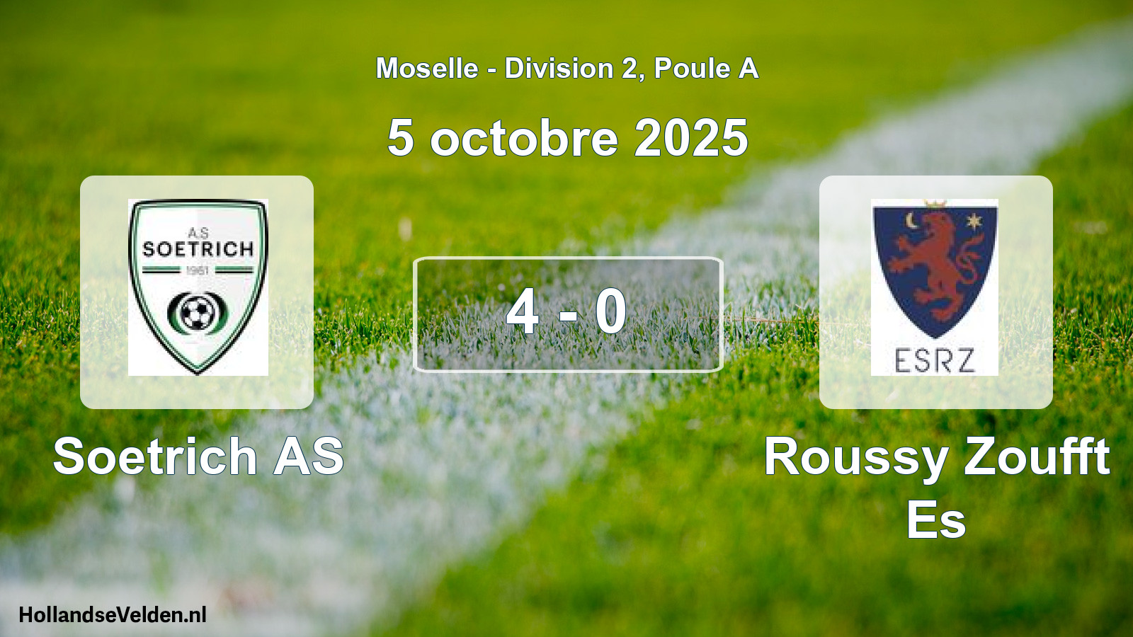 Match joué: Soetrich AS - Roussy Zoufft Es 4 - 0 (5 octobre 2025)