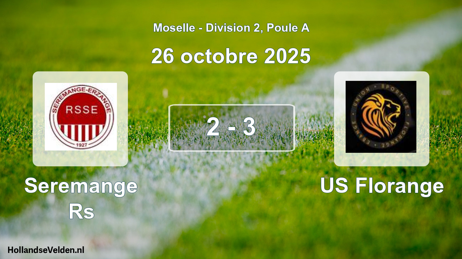 Match joué: Seremange Rs - US Florange 2 - 3 (26 octobre 2025)