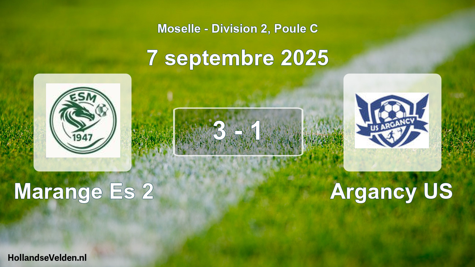 Gespeelde wedstrijd: Marange Es 2 - Argancy US 3 - 1 (7 september 2025)