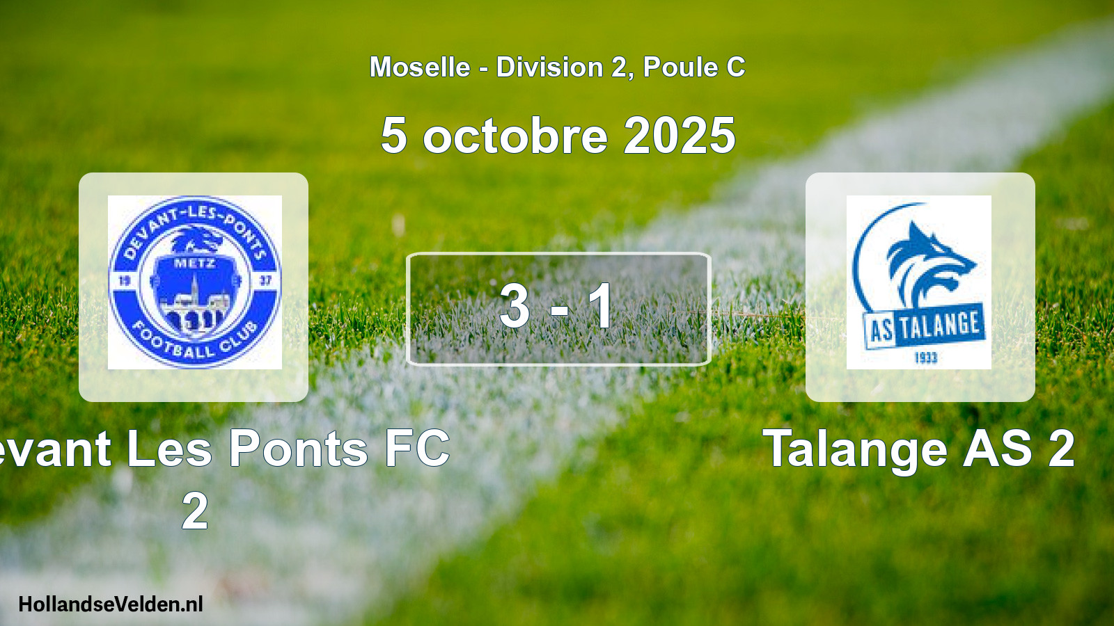Match joué: Devant Les Ponts FC 2 - Talange AS 2 3 - 1 (5 octobre 2025)