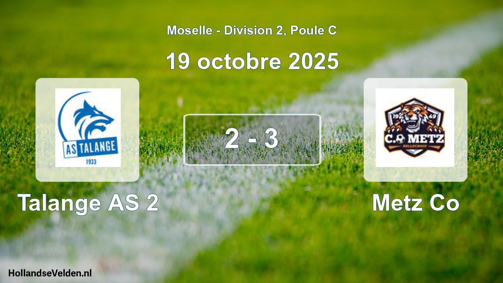 Match joué: Talange AS 2 - Metz Co 2 - 3 (19 octobre 2025)