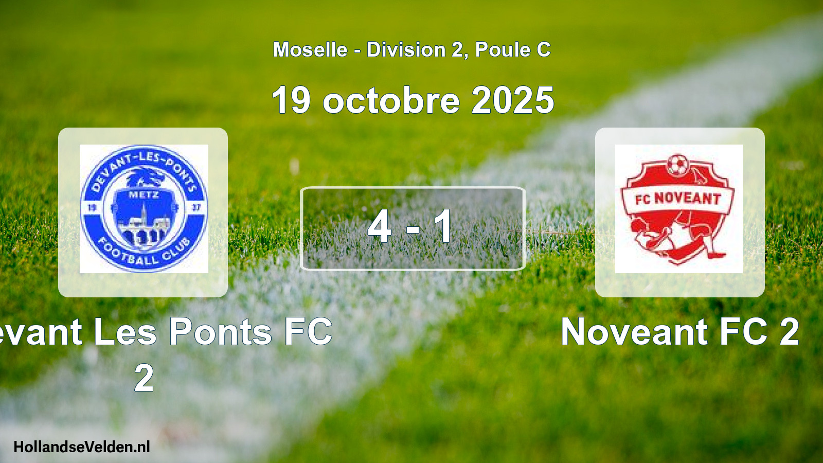Match joué: Devant Les Ponts FC 2 - Noveant FC 2 4 - 1 (19 octobre 2025)