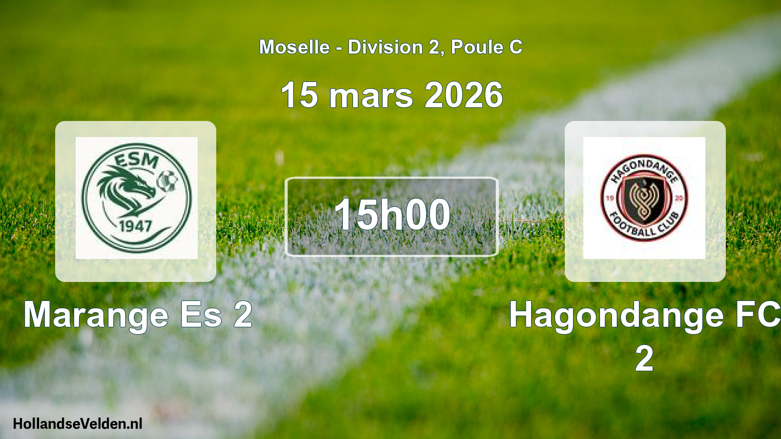 Match programmé: Marange Es 2 - Hagondange FC 2 (15 mars 2026)