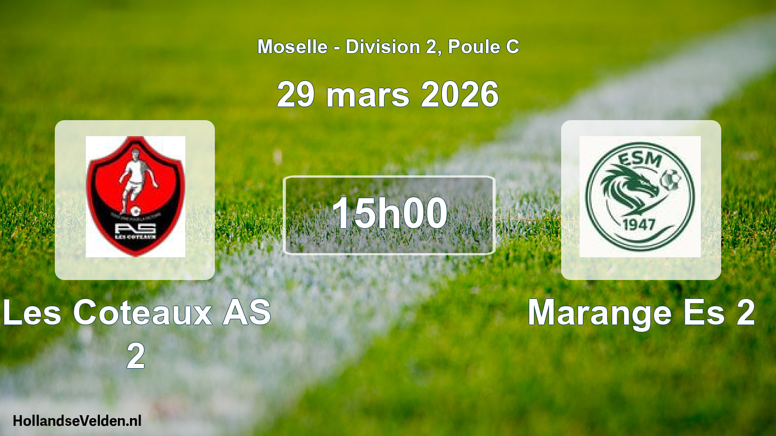 Match programmé: Les Coteaux AS 2 - Marange Es 2 (29 mars 2026)