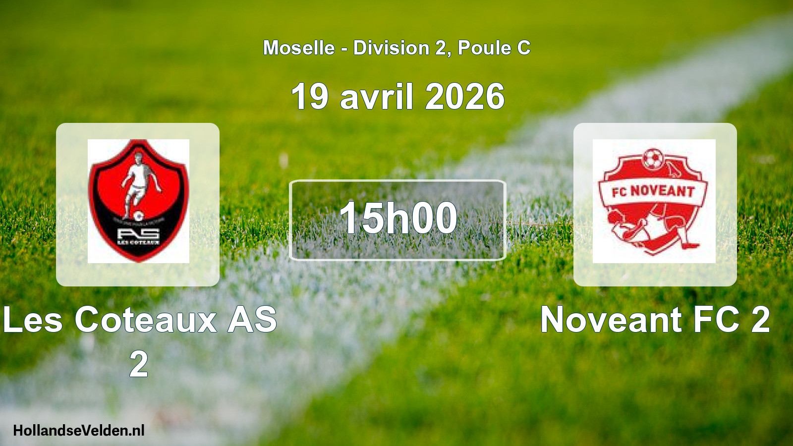 Match programmé: Les Coteaux AS 2 - Noveant FC 2 (19 avril 2026)