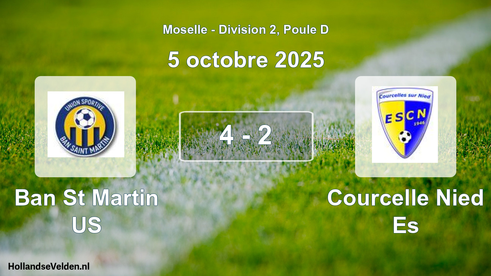 Total number of matches played: Ban St Martin US - Courcelle Nied Es 4 - 2 (5 October 2025)