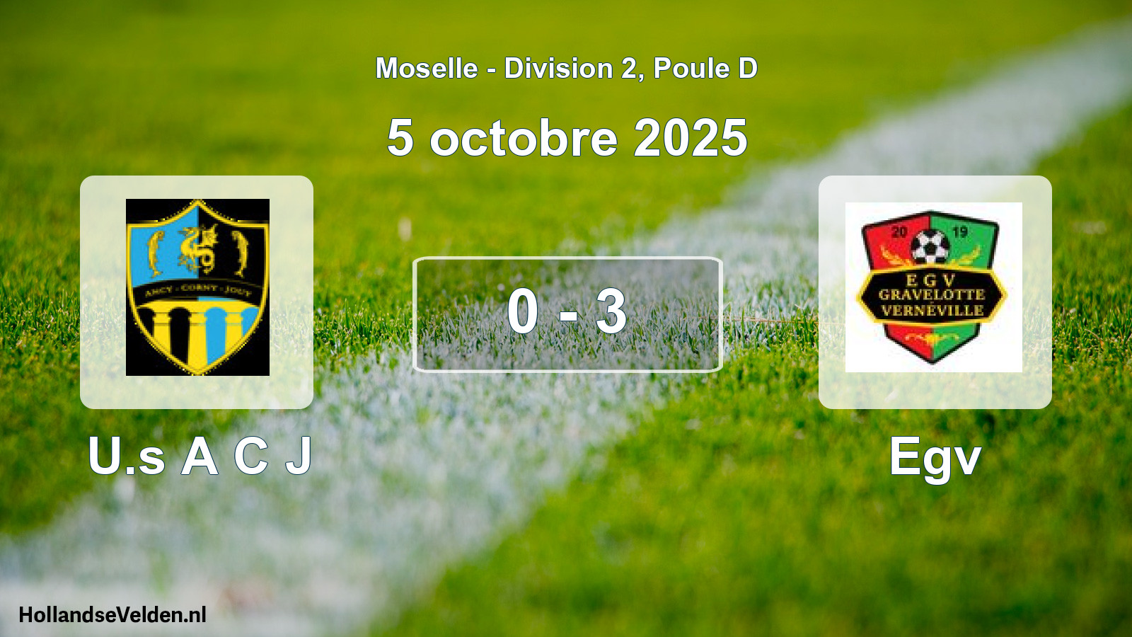 Gespeelde wedstrijd: U.s A C J - Egv 0 - 3 (5 oktober 2025)
