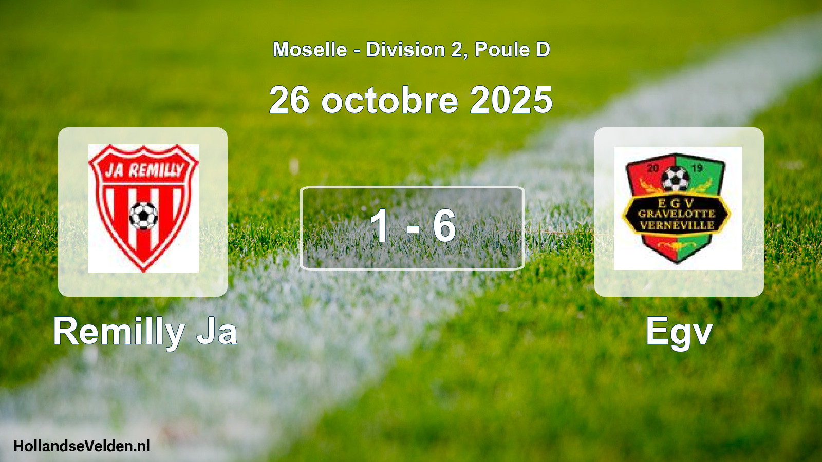 Match joué: Remilly Ja - Egv 1 - 6 (26 octobre 2025)