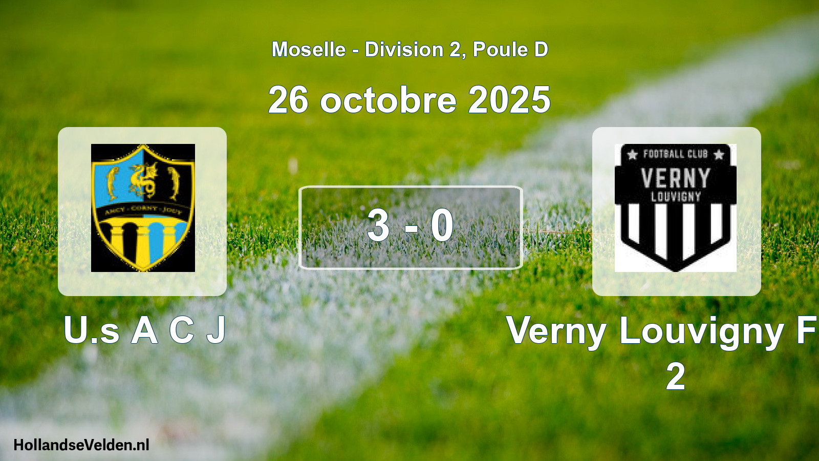 Match joué: U.s A C J - Verny Louvigny FC 2 3 - 0 (26 octobre 2025)