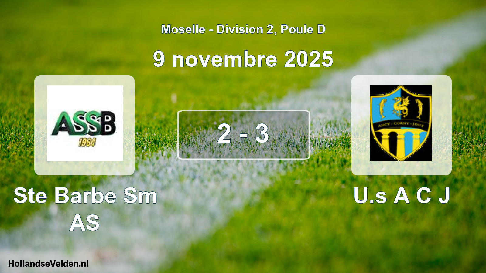 Match joué: Ste Barbe Sm AS - U.s A C J 2 - 3 (9 novembre 2025)