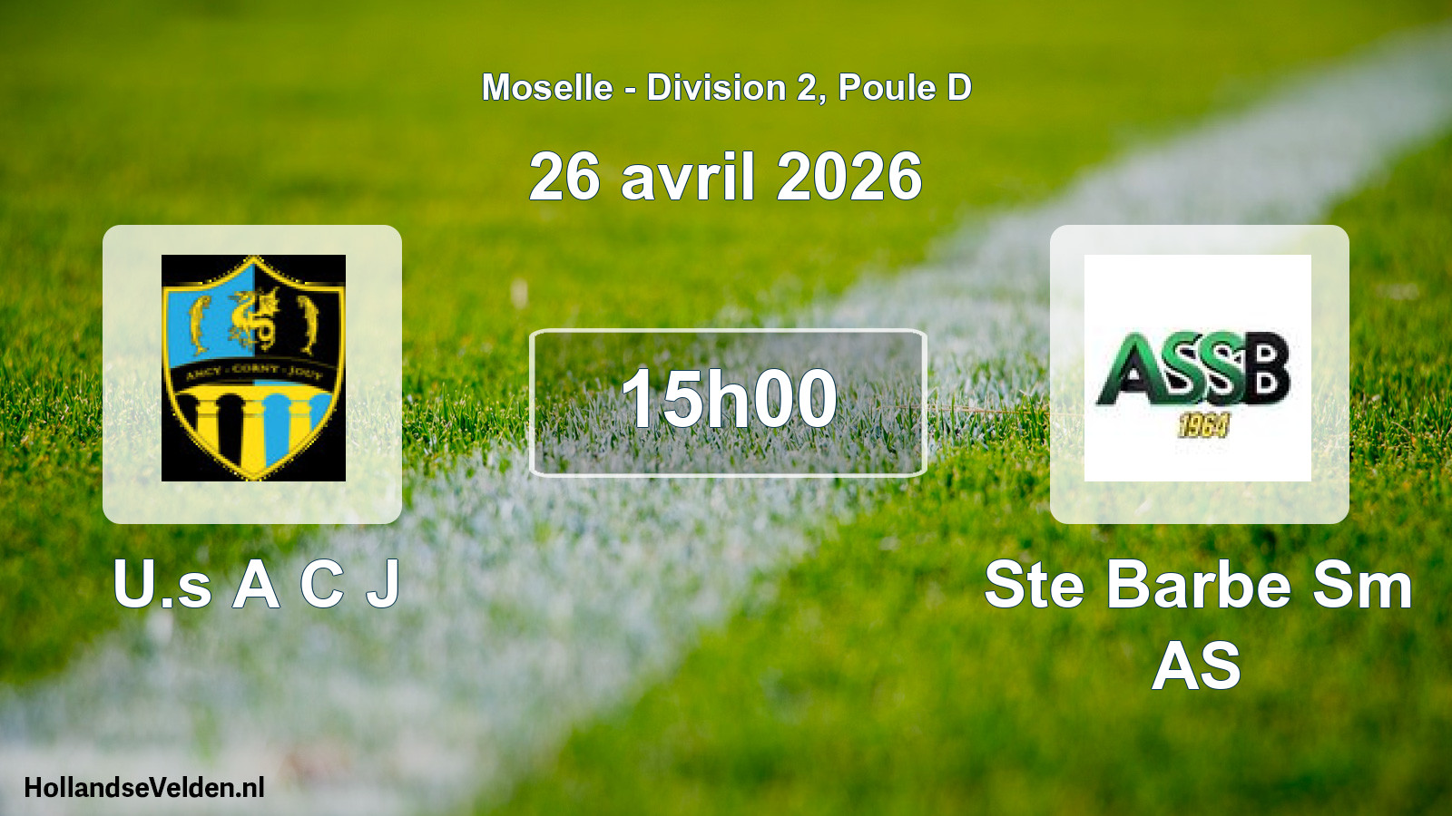 Match programmé: U.s A C J - Ste Barbe Sm AS (26 avril 2026)
