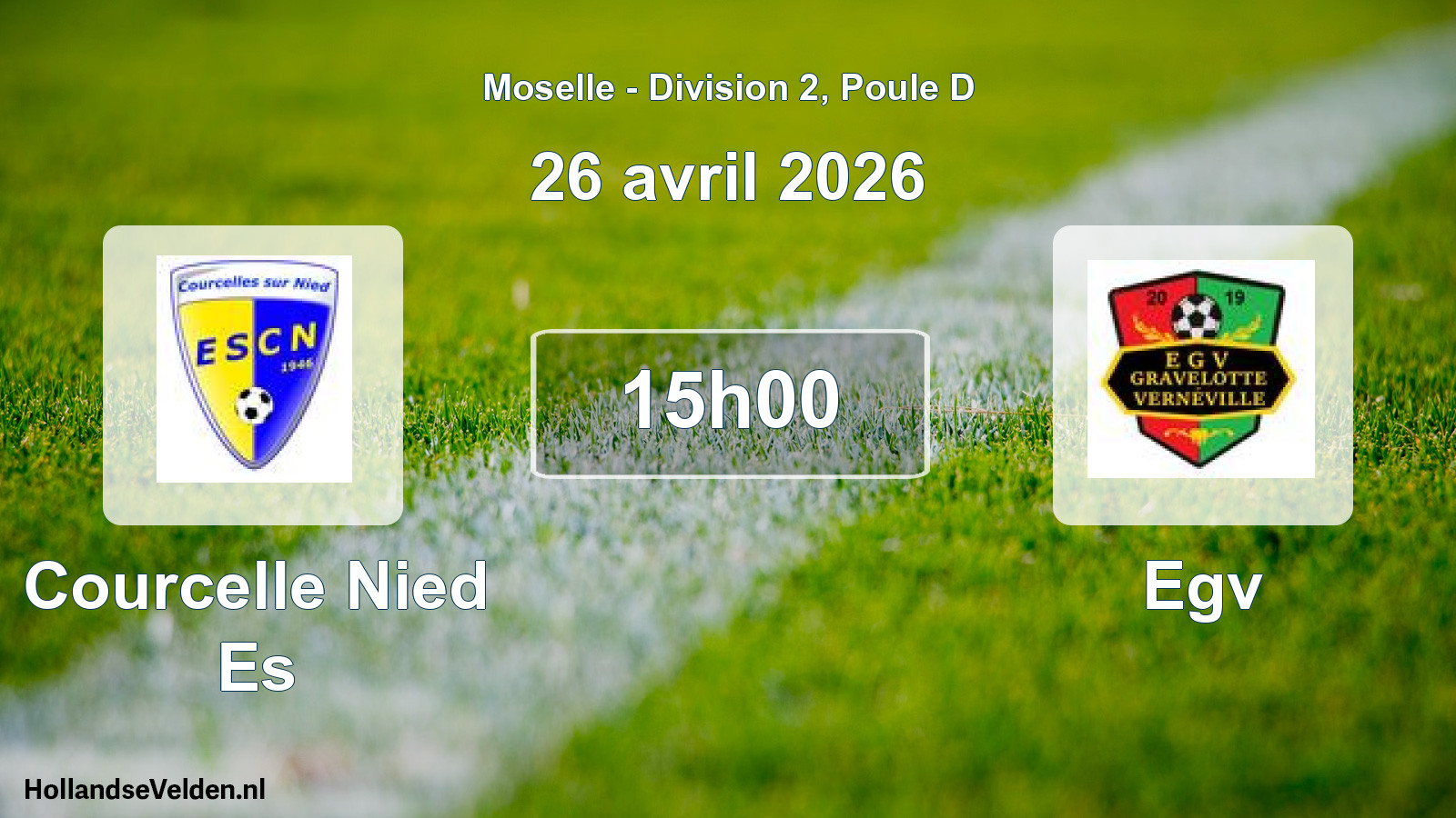 Match programmé: Courcelle Nied Es - Egv (26 avril 2026)