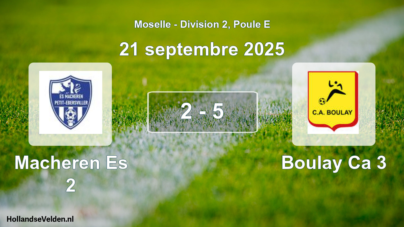 Match joué: Macheren Es 2 - Boulay Ca 3 2 - 5 (21 septembre 2025)