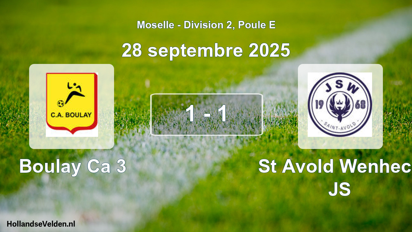 Match joué: Boulay Ca 3 - St Avold Wenheck JS 1 - 1 (28 septembre 2025)