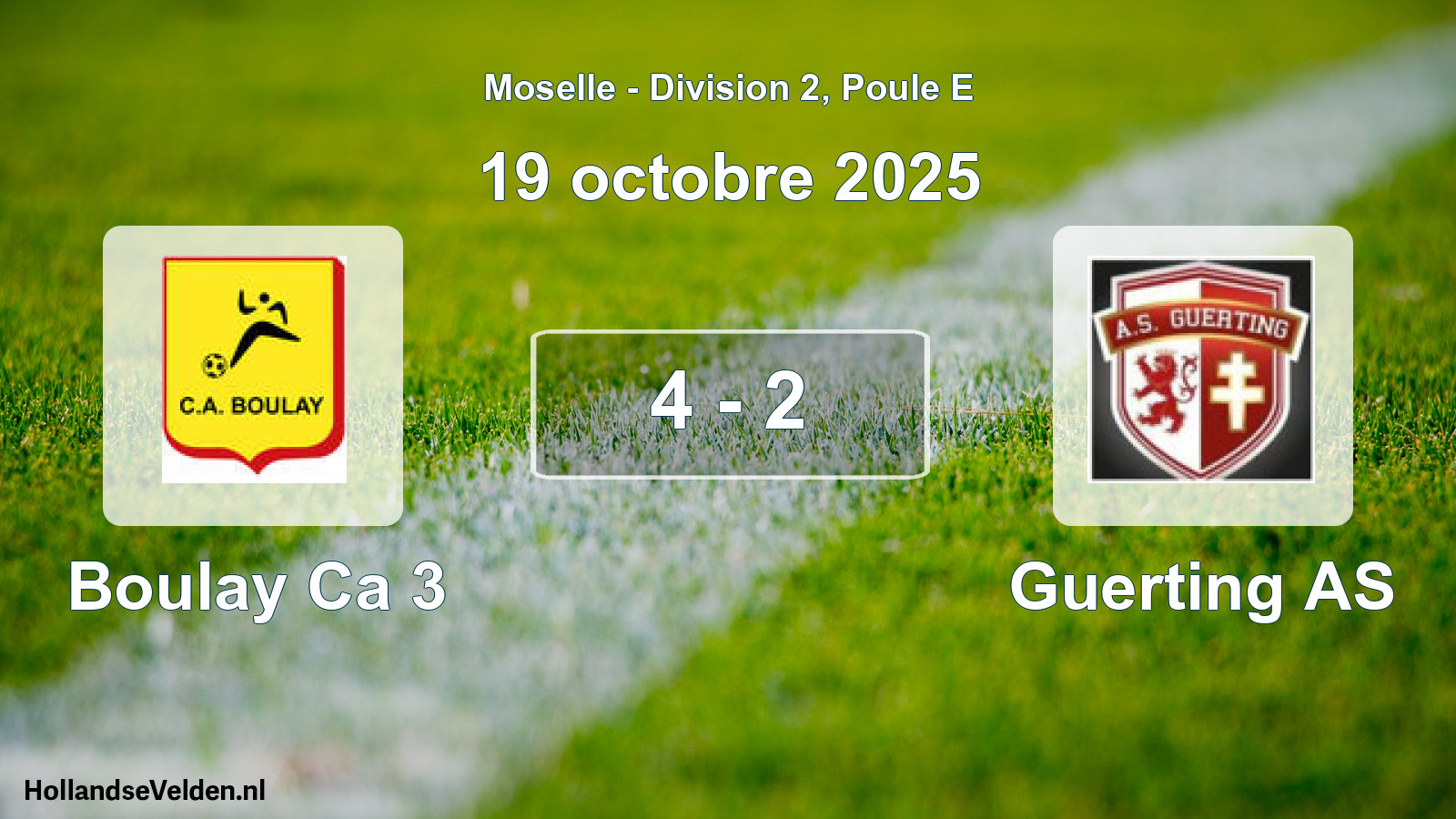 Total number of matches played: Boulay Ca 3 - Guerting AS 4 - 2 (19 October 2025)
