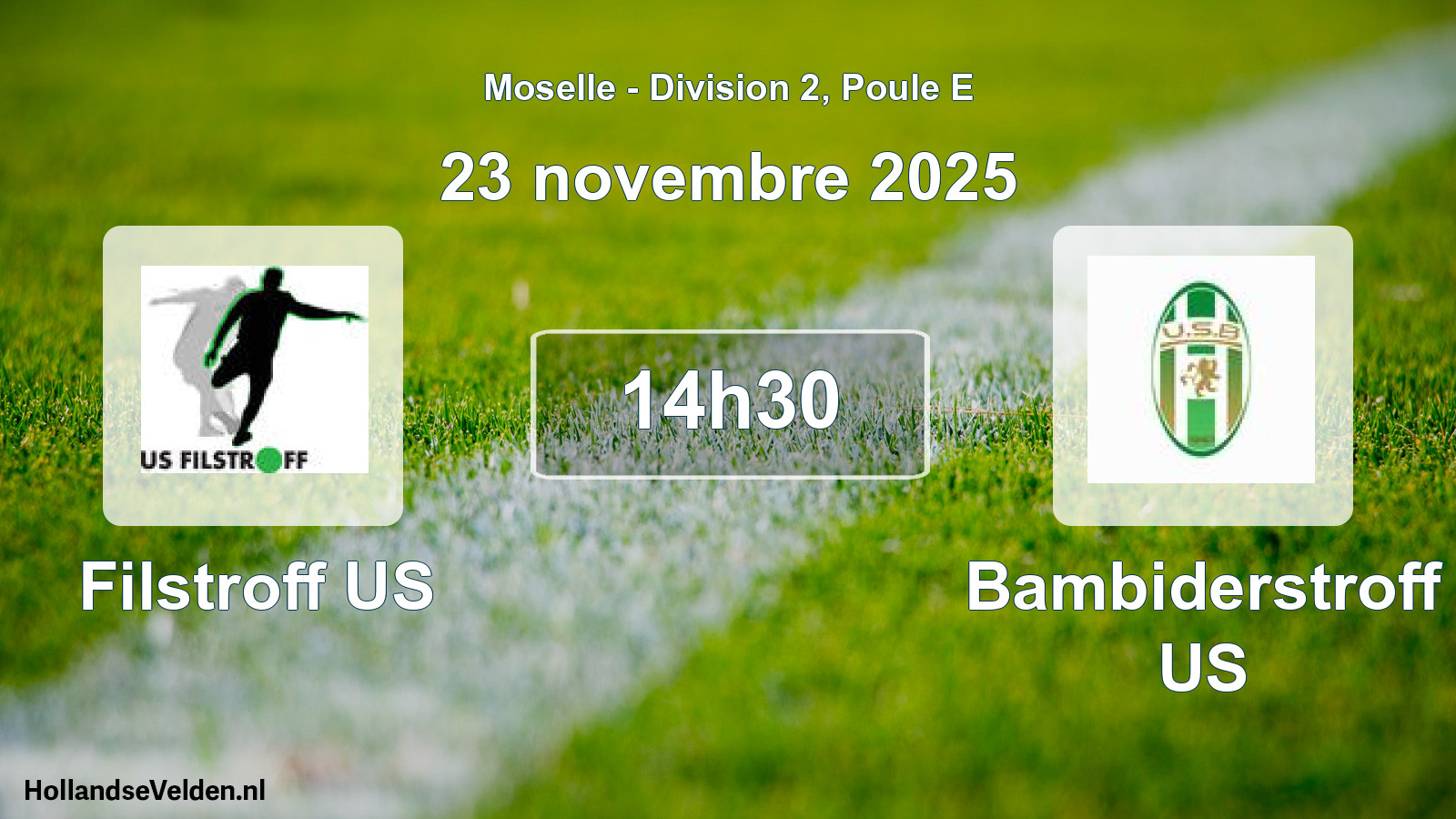 Match programmé: Filstroff US - Bambiderstroff US (23 novembre 2025)