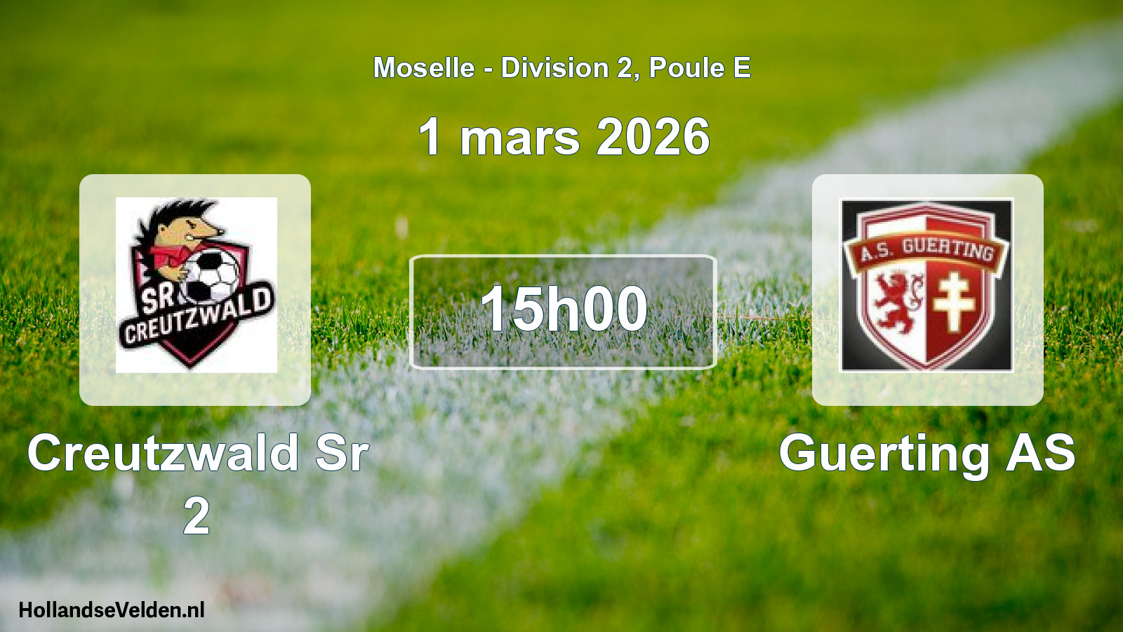 Match programmé: Creutzwald Sr 2 - Guerting AS (1 mars 2026)