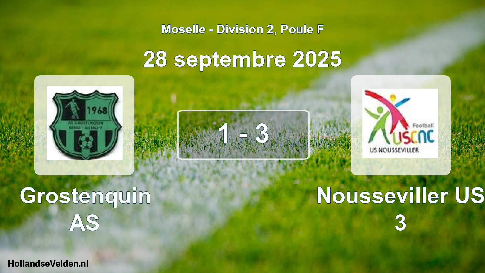 Total number of matches played: Grostenquin AS - Nousseviller US 3 1 - 3 (28 September 2025)