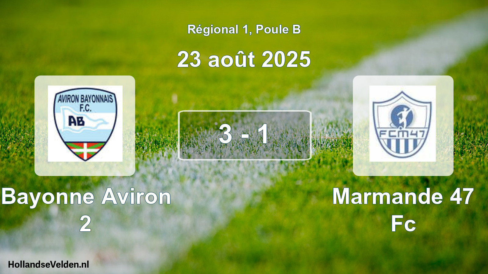 Total number of matches played: Bayonne Aviron 2 - Marmande 47 Fc 3 - 1 (23 August 2025)