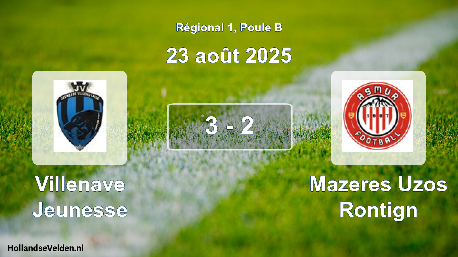 Gespeelde wedstrijd: Villenave Jeunesse - Mazeres Uzos Rontign 3 - 2 (23 augustus 2025)