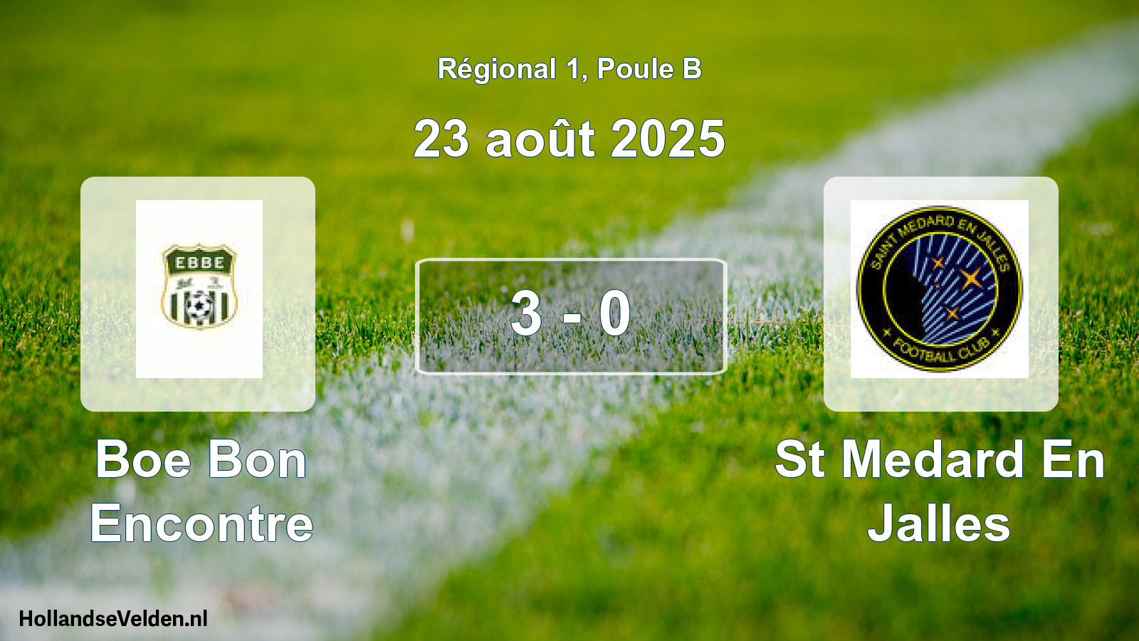 Gespeelde wedstrijd: Boe Bon Encontre - St Medard En Jalles 3 - 0 (23 août 2025)