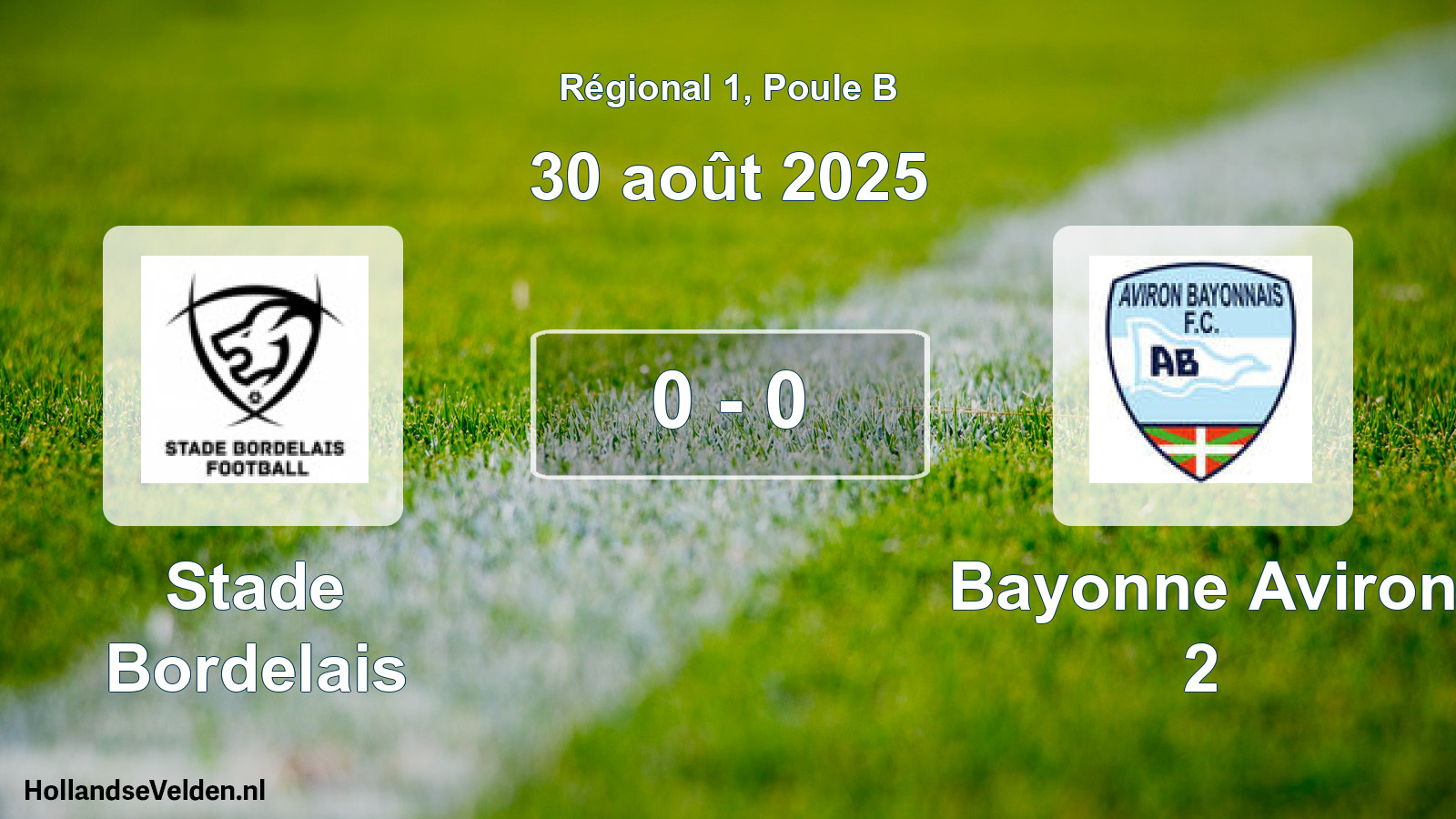 Gespeelde wedstrijd: Stade Bordelais - Bayonne Aviron 2 0 - 0 (30 août 2025)