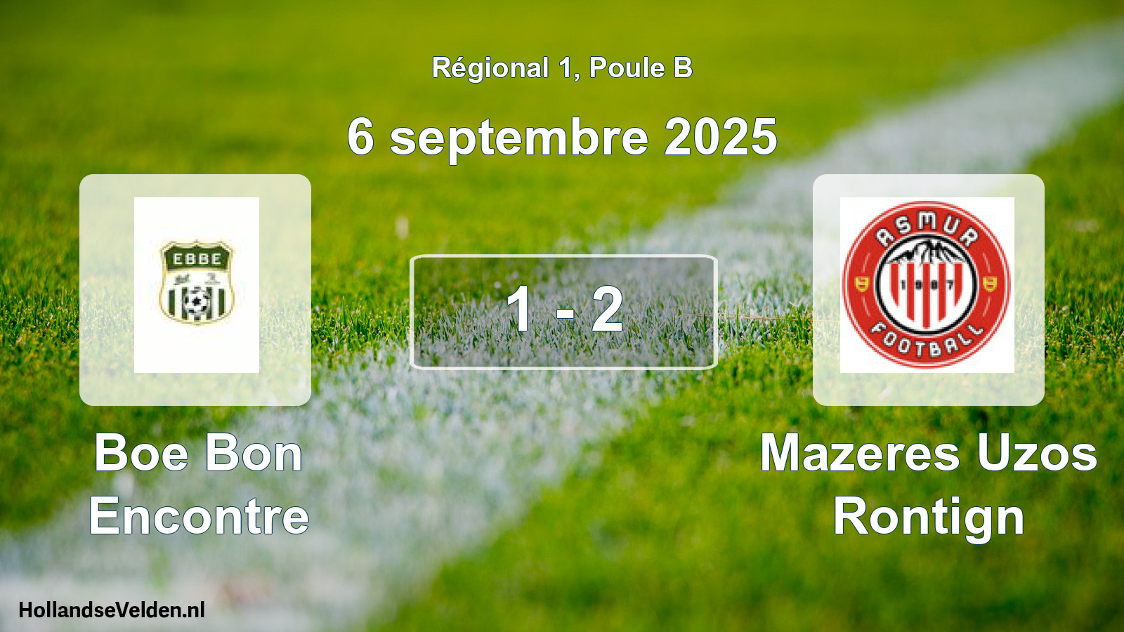 Gespeelde wedstrijd: Boe Bon Encontre - Mazeres Uzos Rontign 1 - 2 (6 septembre 2025)