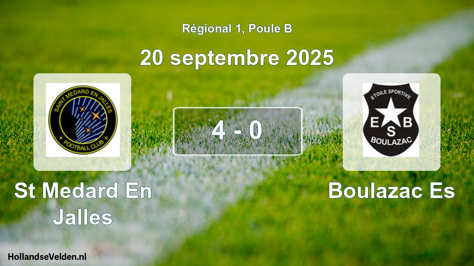 Gespeelde wedstrijd: St Medard En Jalles - Boulazac Es 4 - 0 (20 septembre 2025)