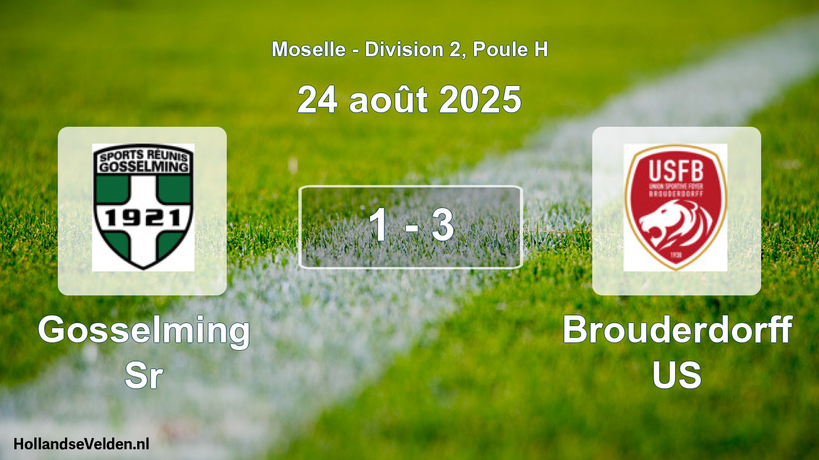 Total number of matches played: Gosselming Sr - Brouderdorff US 1 - 3 (24 August 2025)