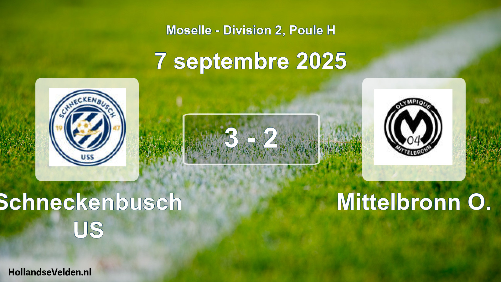 Match joué: Schneckenbusch US - Mittelbronn O. 3 - 2 (7 septembre 2025)