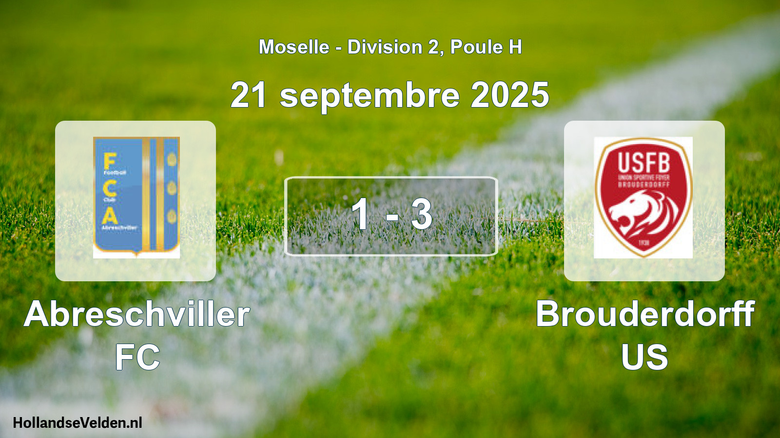 Match joué: Abreschviller FC - Brouderdorff US 1 - 3 (21 septembre 2025)