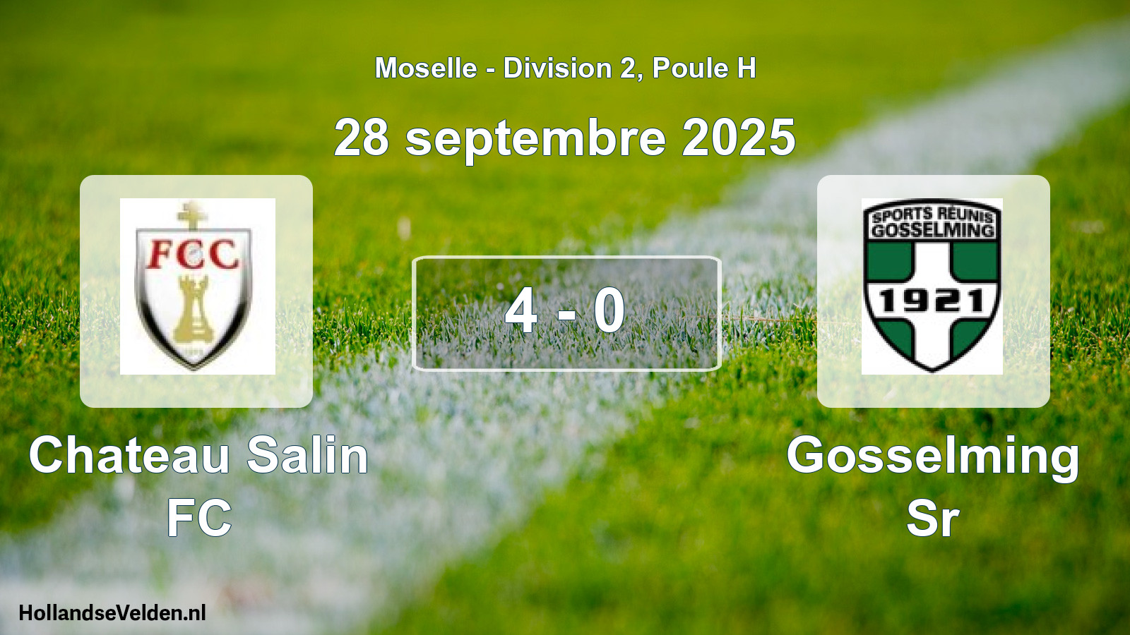 Total number of matches played: Chateau Salin FC - Gosselming Sr 4 - 0 (28 September 2025)