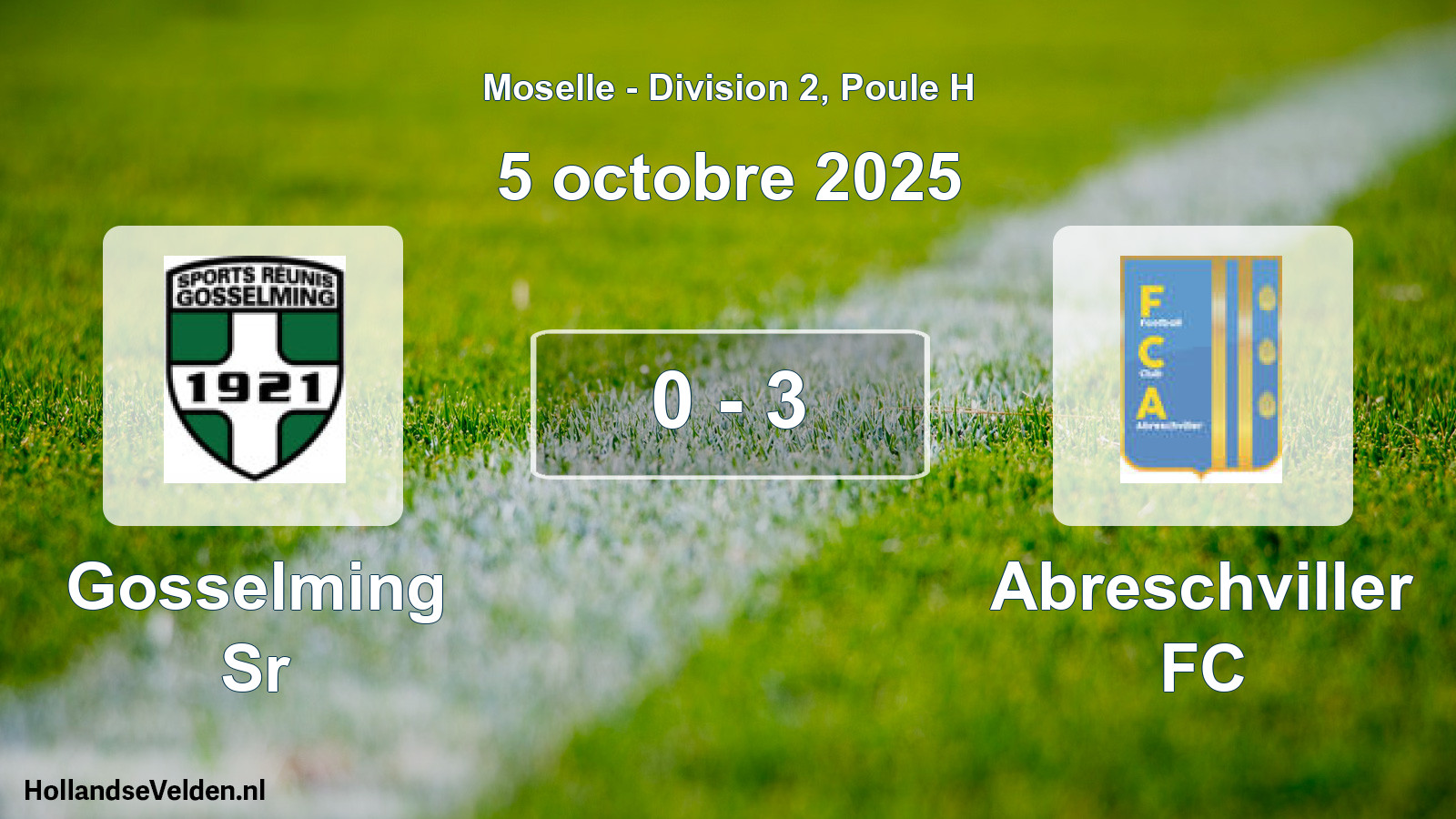 Match joué: Gosselming Sr - Abreschviller FC 0 - 3 (5 octobre 2025)