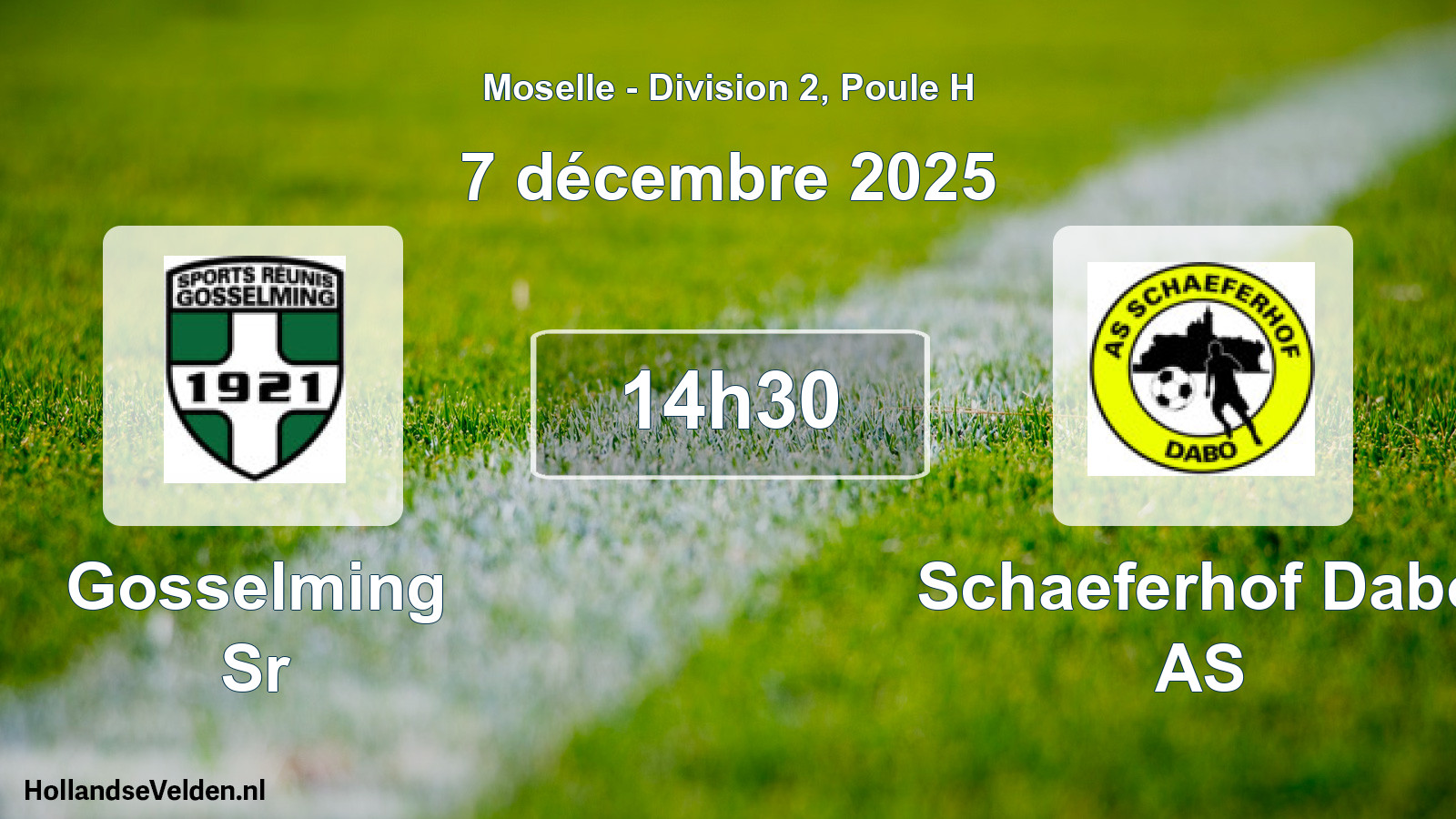 Match programmé: Gosselming Sr - Schaeferhof Dabo AS (7 décembre 2025)