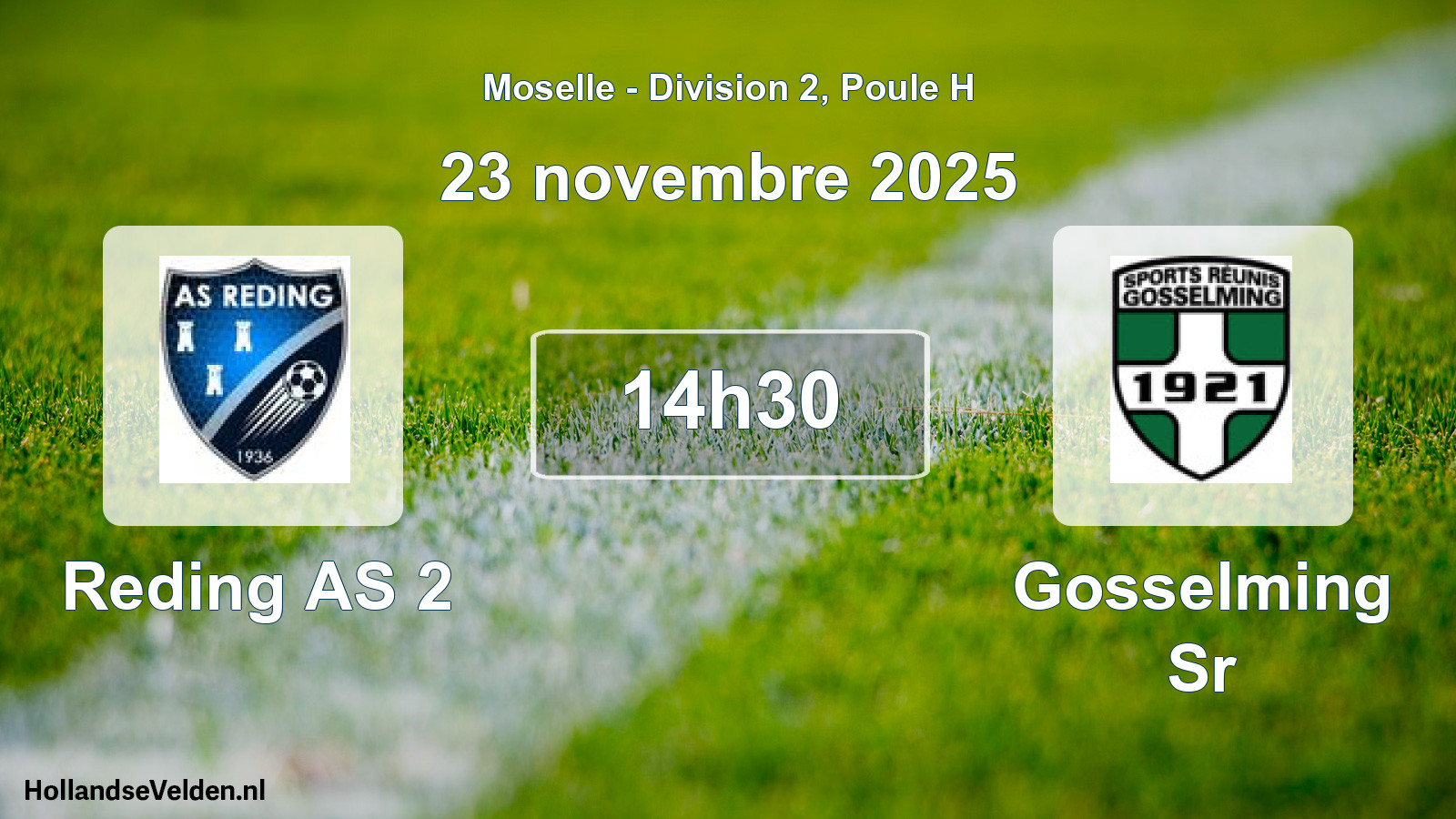 Match programmé: Reding AS 2 - Gosselming Sr (23 novembre 2025)
