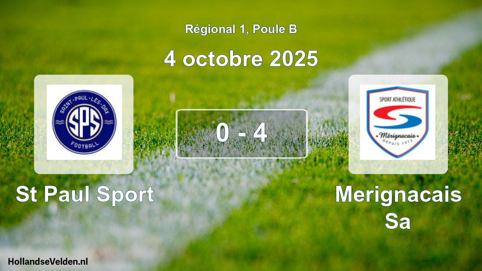 Gespeelde wedstrijd: St Paul Sport - Merignacais Sa 0 - 4 (4 oktober 2025)