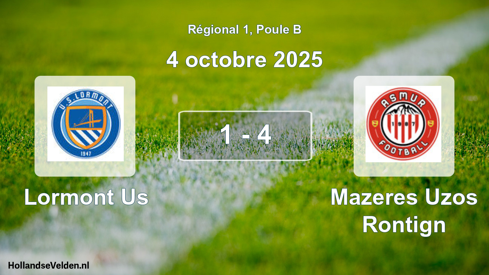 Gespeelde wedstrijd: Lormont Us - Mazeres Uzos Rontign 1 - 4 (4 octobre 2025)