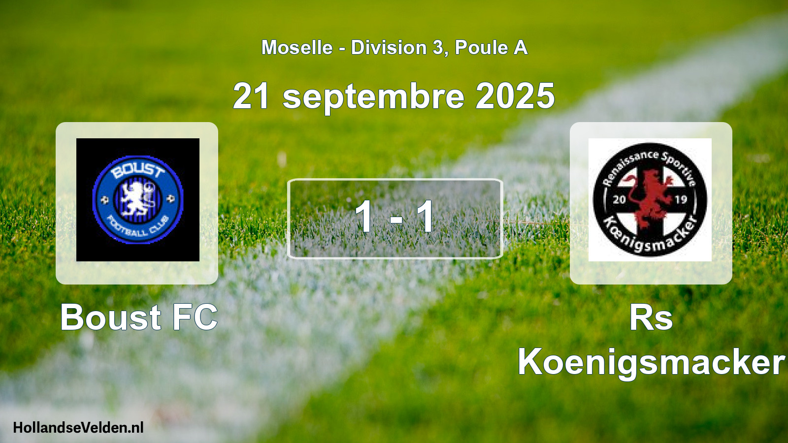 Gespeelde wedstrijd: Boust FC - Rs Koenigsmacker 1 - 1 (21 september 2025)