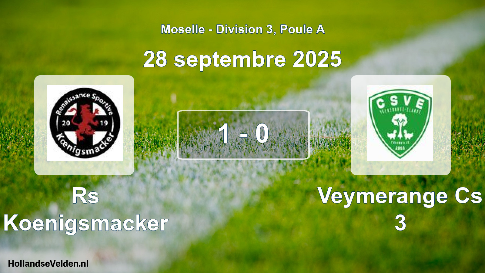 Gespeelde wedstrijd: Rs Koenigsmacker - Veymerange Cs 3 1 - 0 (28 september 2025)