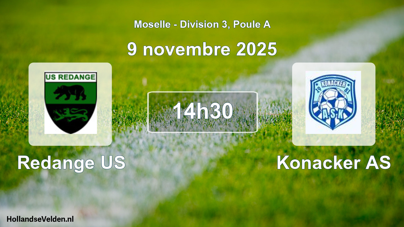 Match programmé: Redange US - Konacker AS (9 novembre 2025)
