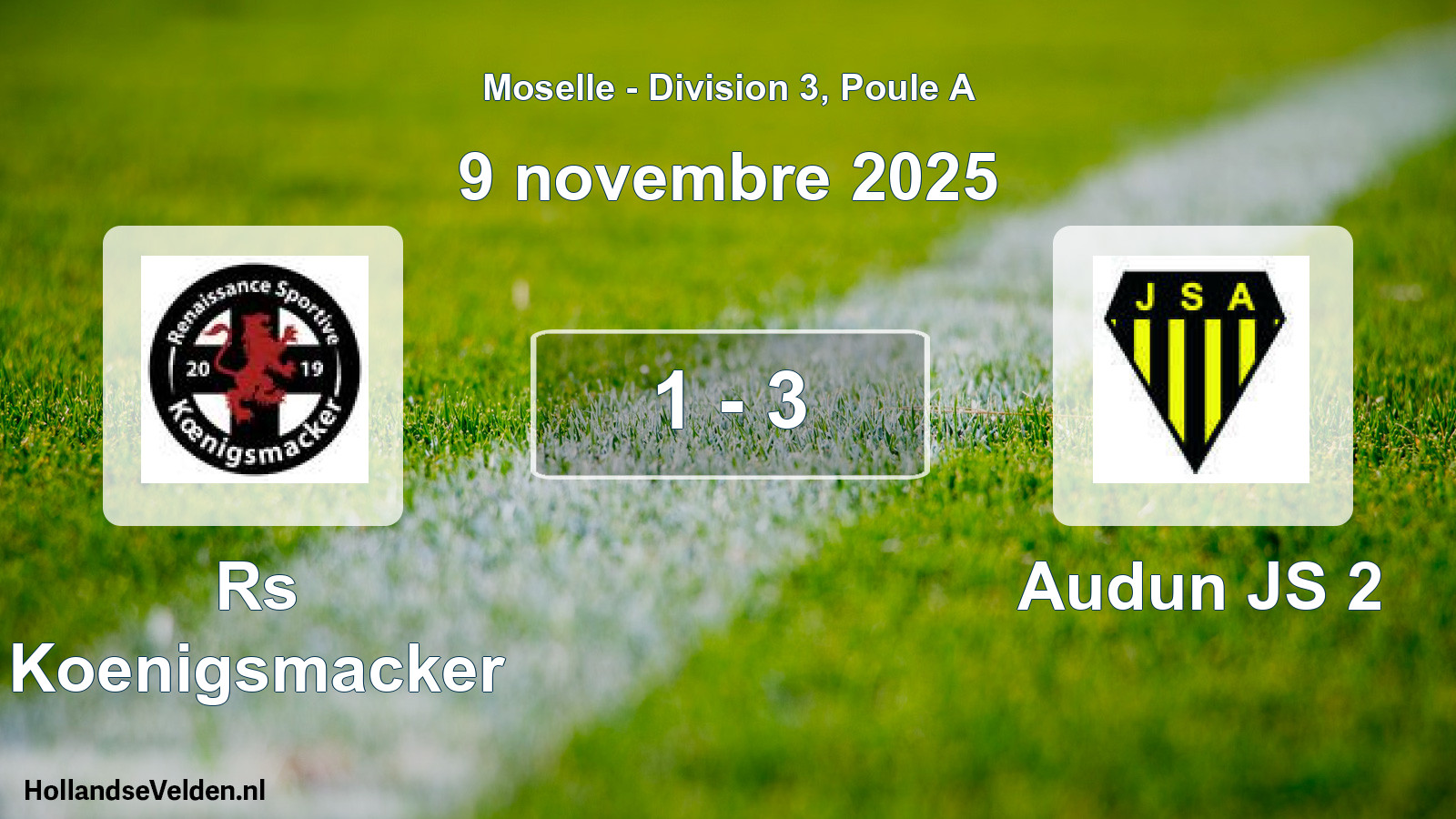 Gespeelde wedstrijd: Rs Koenigsmacker - Audun JS 2 1 - 3 (9 november 2025)