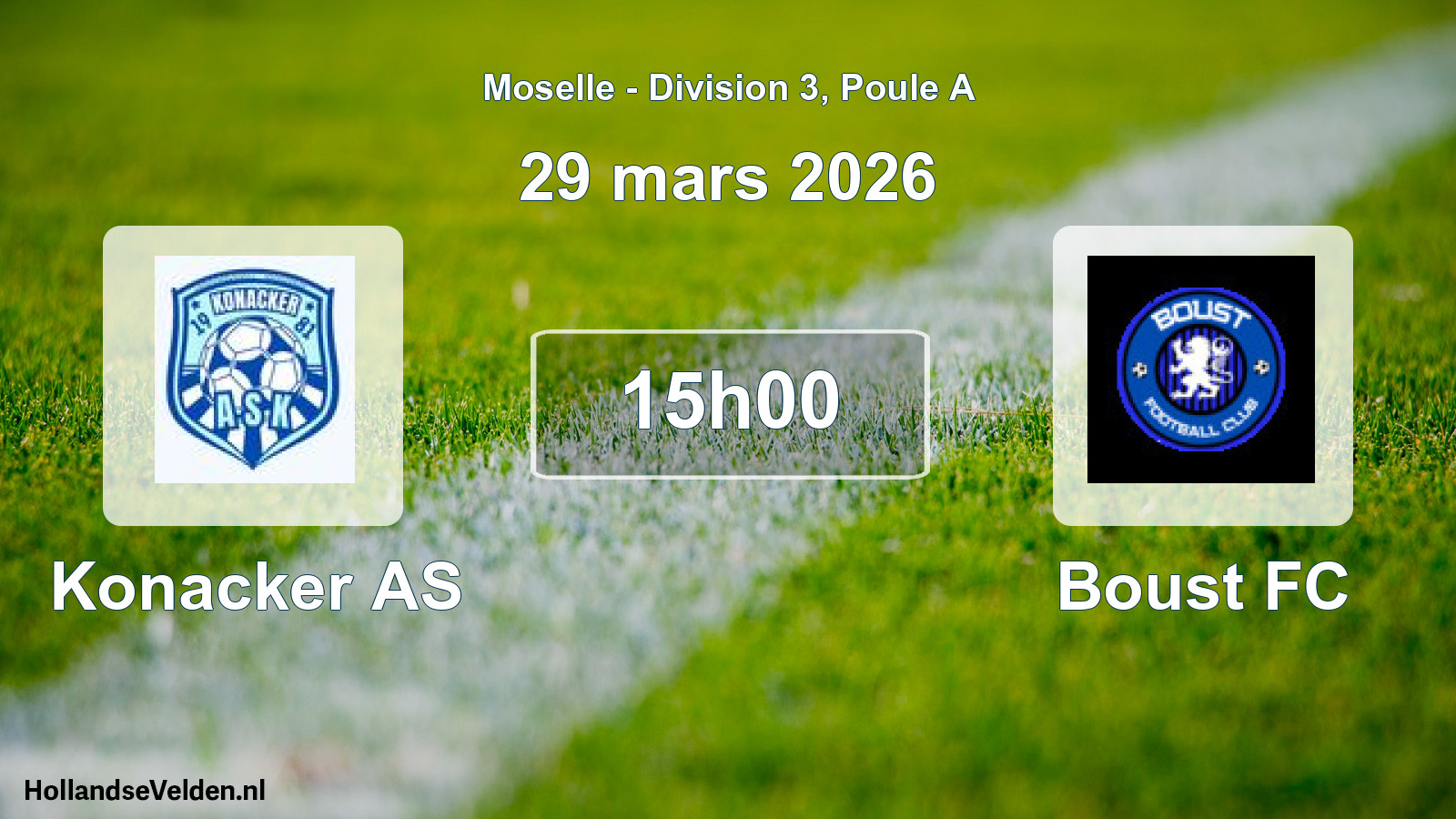 Match programmé: Konacker AS - Boust FC (29 mars 2026)